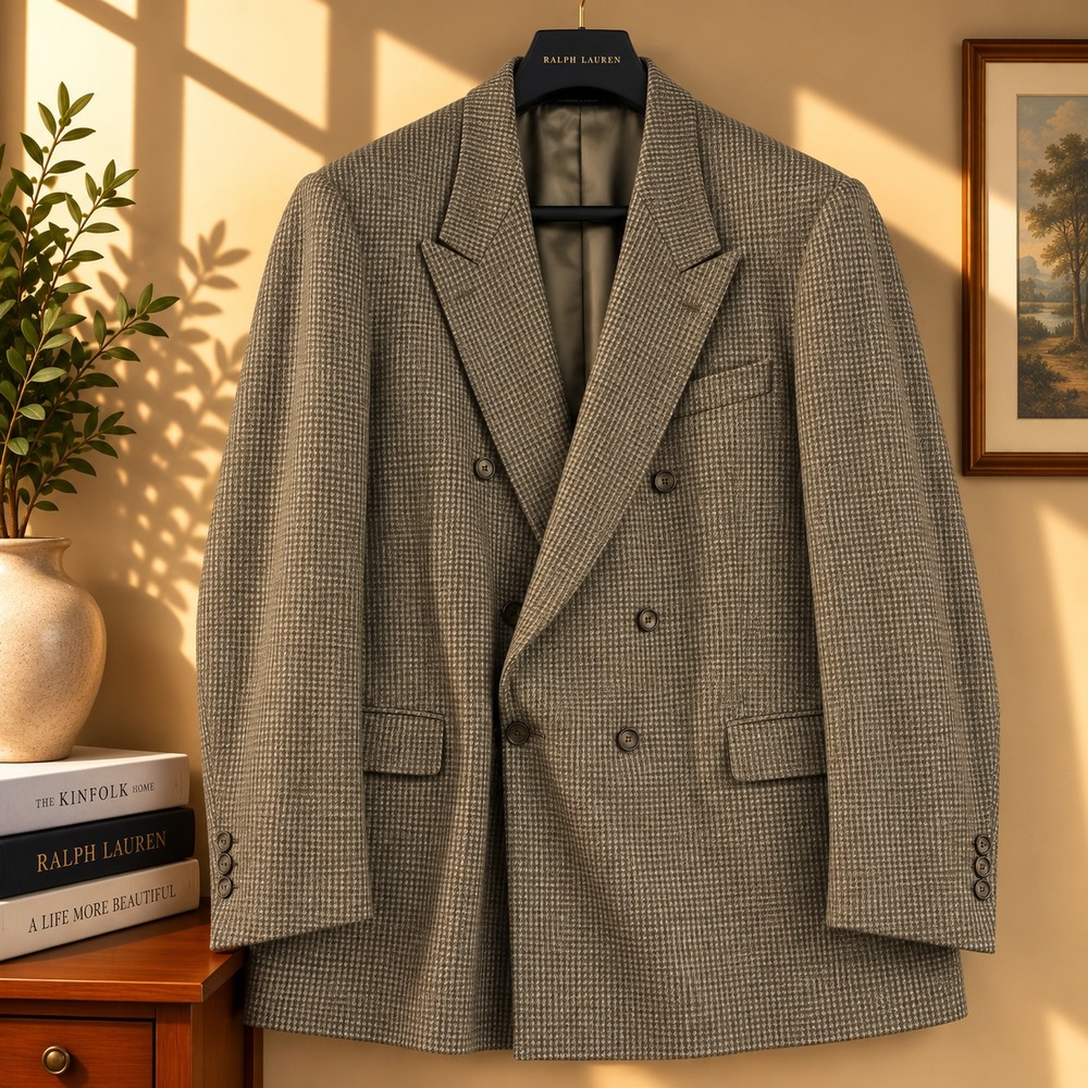 Jack Victor Sport Coat Mens 50L Brown Houndstooth Wool Double Breasted Canada